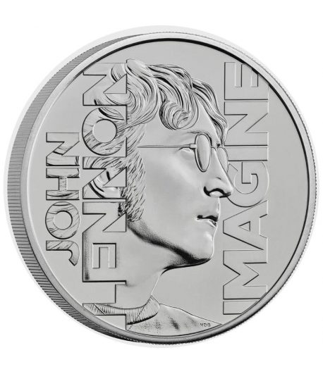 Moneda de niquel Inglaterra 5 Libras 2025 John Lennon. Música.  - 1