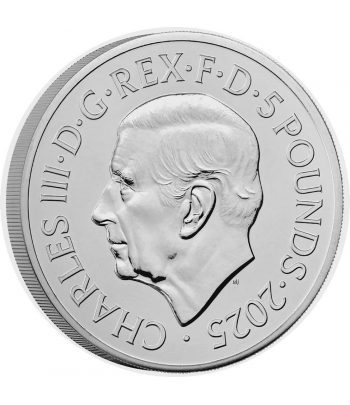 Moneda de niquel Inglaterra 5 Libras 2025 John Lennon. Música.  - 2