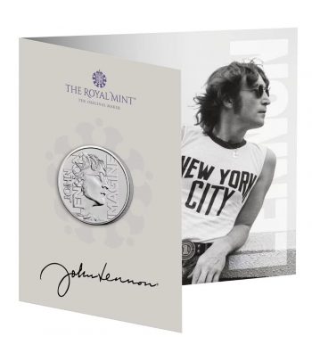 Moneda de niquel Inglaterra 5 Libras 2025 John Lennon. Música.  - 3