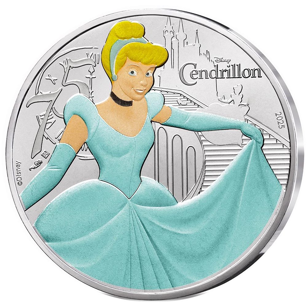 Moneda 10 euros de plata Francia 2025 Disney Cenicienta. Color  - 1