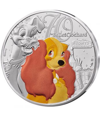 Moneda 10 euros de plata Francia 2025 Disney La Dama y el Vagabundo. Color  - 1
