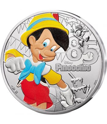 Moneda 10 euros de plata Francia 2025 Disney Pinocho. Color  - 1
