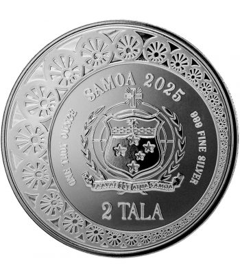 Moneda onza de plata 2 Tala Samoa Mermaid & Pearl 2025.  - 2