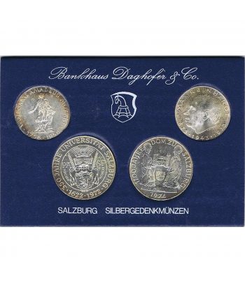 Estuche 4 monedas plata Austria Salzburgo.  - 1