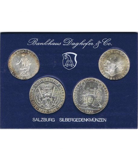 Estuche 4 monedas plata Austria Salzburgo.  - 1