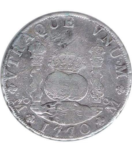Moneda de España 8 Reales 1770 Carlos III Méjico MF. Plata.  - 1
