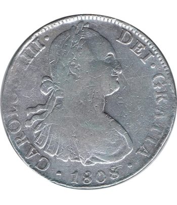 Moneda de España 8 Reales 1808 Carlos IV Méjico TH. Plata.  - 1