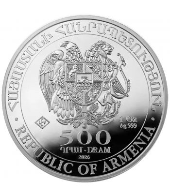 Moneda de plata 500 Dram Armenia 2026 Arca de Noe.  - 2