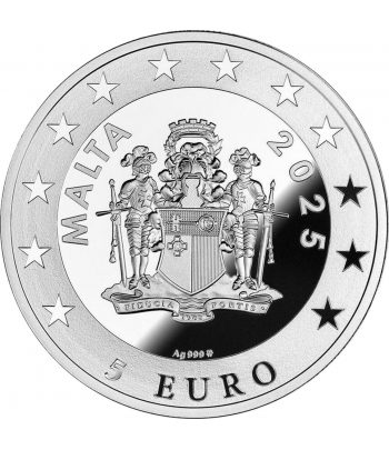 Moneda de plata 5 Euro Malta 2025 Adoración Pastores. Porcelana  - 2