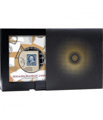 Moneda 500 Francs Camerún 2025 Sello Benjamin Franklin. Plata  - 3