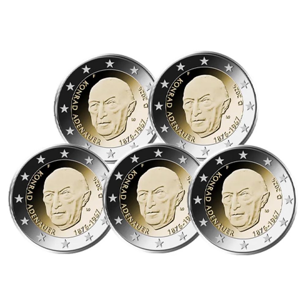 moneda 2 euros Alemania 2026 Konrad Adenauer. 5 cecas  - 1