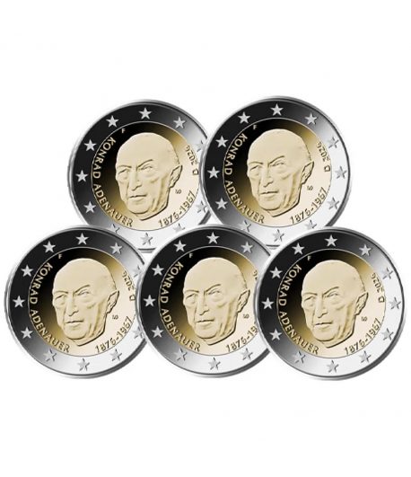 moneda 2 euros Alemania 2026 Konrad Adenauer. 5 cecas  - 1