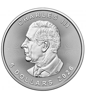 Moneda onza de plata 5$ Canadá Maple 2026.  - 2