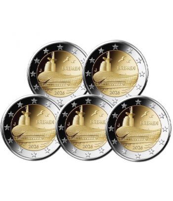 moneda 2 euros Alemania 2026 Bremen. 5 monedas  - 1