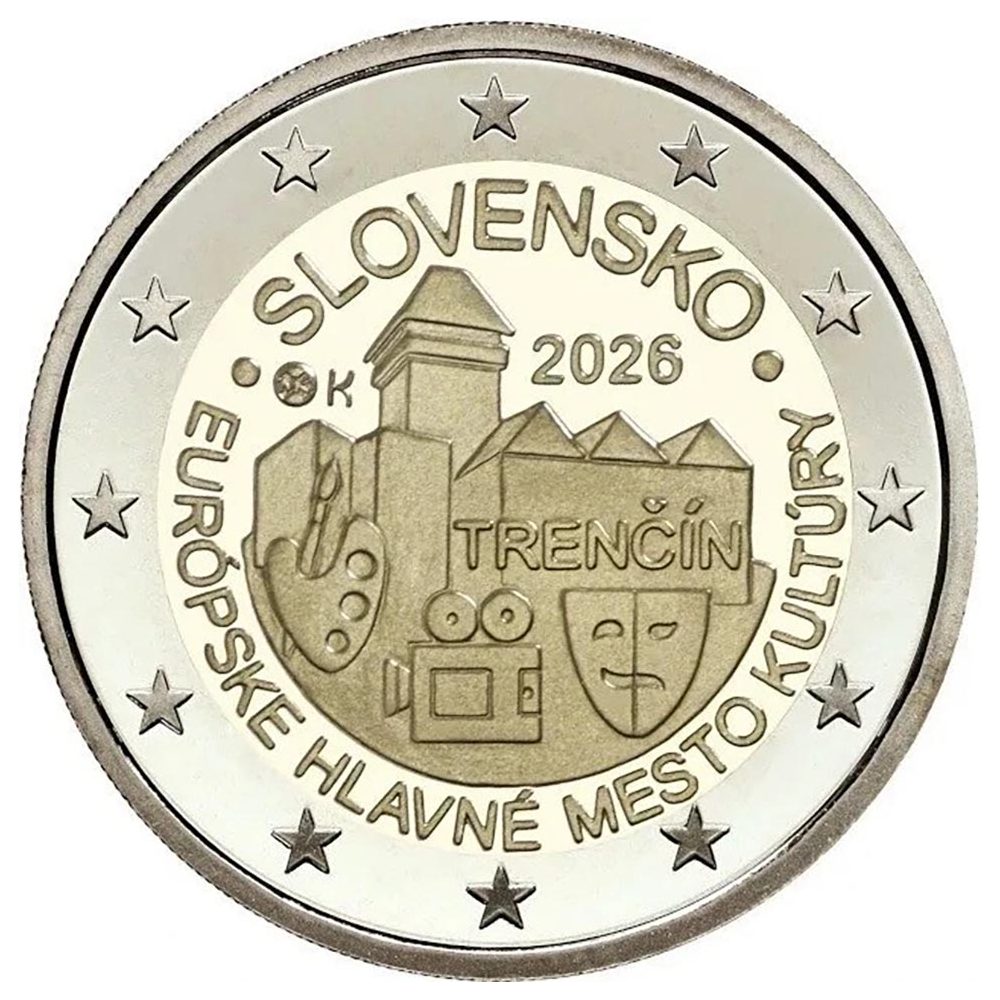 moneda 2 euros Eslovaquia 2026 castillo de Trencin.  - 1