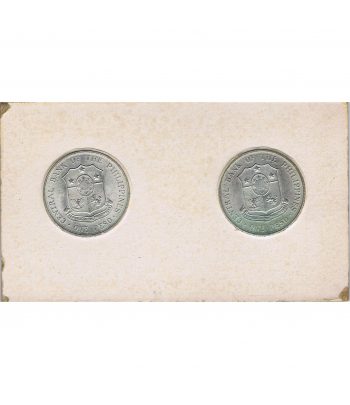 Monedas de Filipinas 1 Piso 1963 Bonifacio y 1964 Marini. Plata  - 2