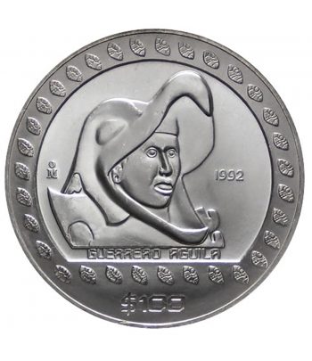 Moneda de plata 100 Pesos México 1992 Guerrero Águila  - 1