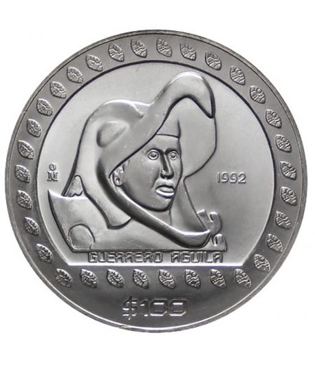 Moneda de plata 100 Pesos México 1992 Guerrero Águila  - 1