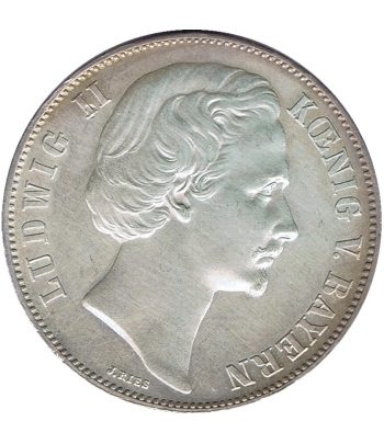 Moneda Alemania 1 Thaler Bavaria 1872 Ludwig II. Plata  - 1