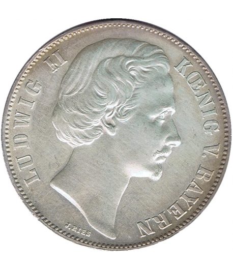 Moneda Alemania 1 Thaler Bavaria 1872 Ludwig II. Plata  - 1