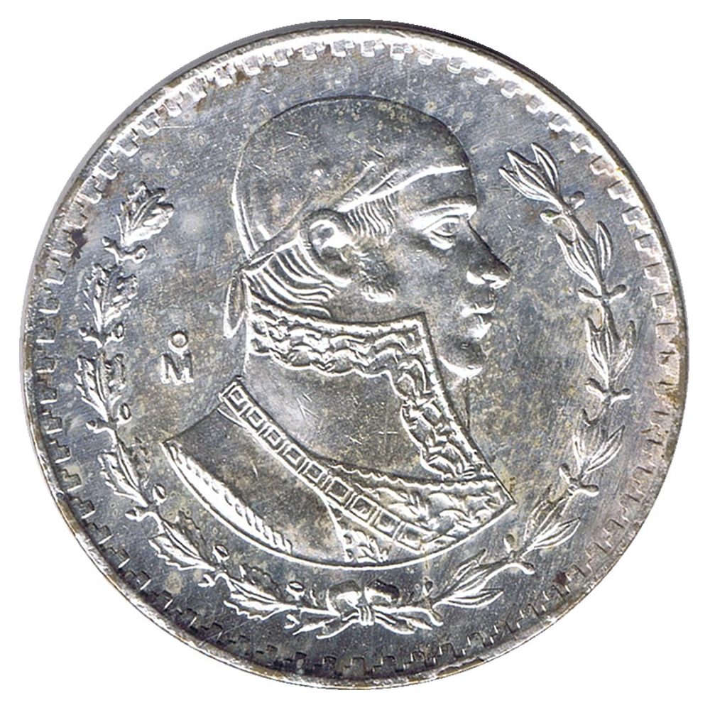 Moneda de plata México 1 peso 1964 Morelos.  - 1