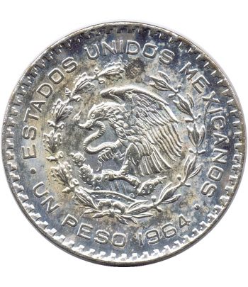 Moneda de plata México 1 peso 1964 Morelos.  - 2