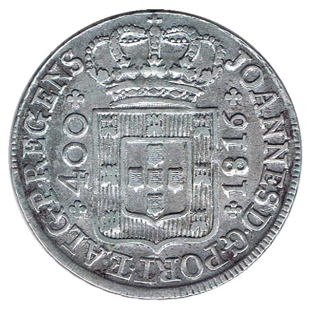 Moneda 400 Reis Portugal 1816 Joao Principe Regente. Plata  - 1