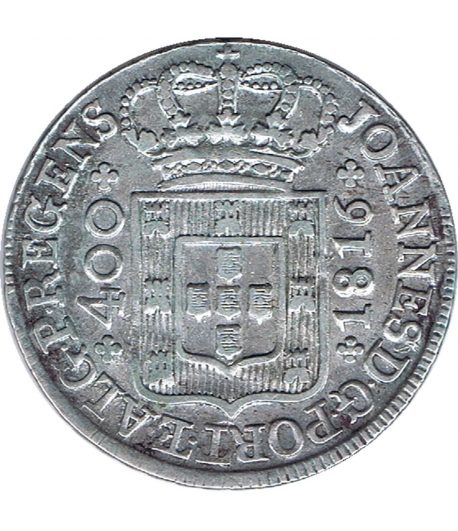 Moneda 400 Reis Portugal 1816 Joao Principe Regente. Plata  - 1