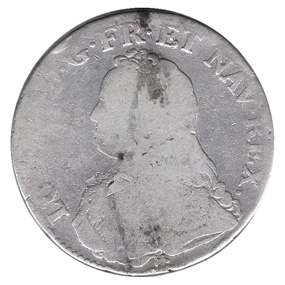 Moneda 1 ECU Francia 1726 Luis XV Orleans. Plata  - 1