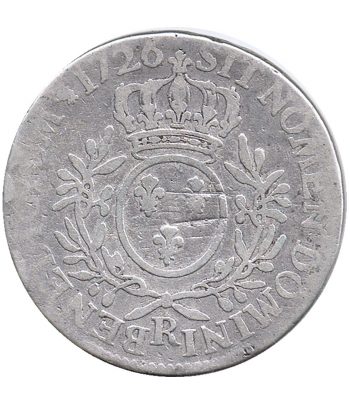 Moneda 1 ECU Francia 1726 Luis XV Orleans. Plata  - 2