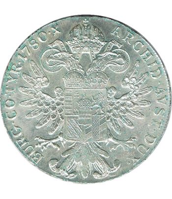 Moneda Austria Thaler 1780. Reacuñación. Plata  - 2