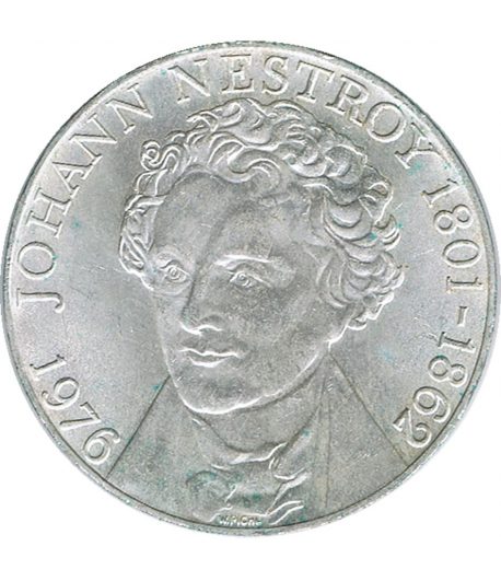 Moneda 100 schilling Austria 1976 Johann Nestroy. Plata  - 1