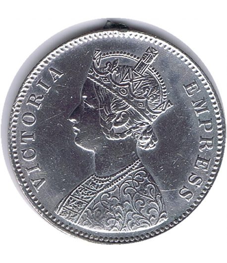 Moneda 1 rupia India Británica 1885. Plata. Marca engarce.  - 1