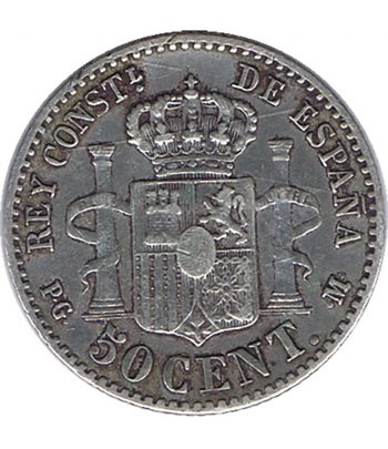 Moneda de España 50 céntimos de Plata 1892 *92 Alfonso XIII PG M.  - 2