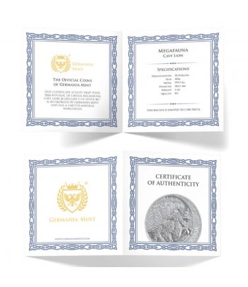 Moneda de plata 20 Dollars Liberia 2026 León Cavernario.  - 3