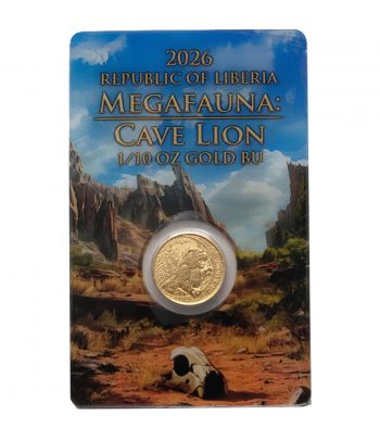 Moneda 1/10 oz. de oro 100 $ Liberia 2026 León Cavernario.  - 3