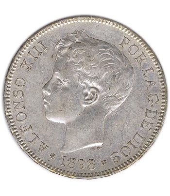 Moneda de España 5 Pesetas Plata 1898 *98 Alfonso XIII SG V.  - 1
