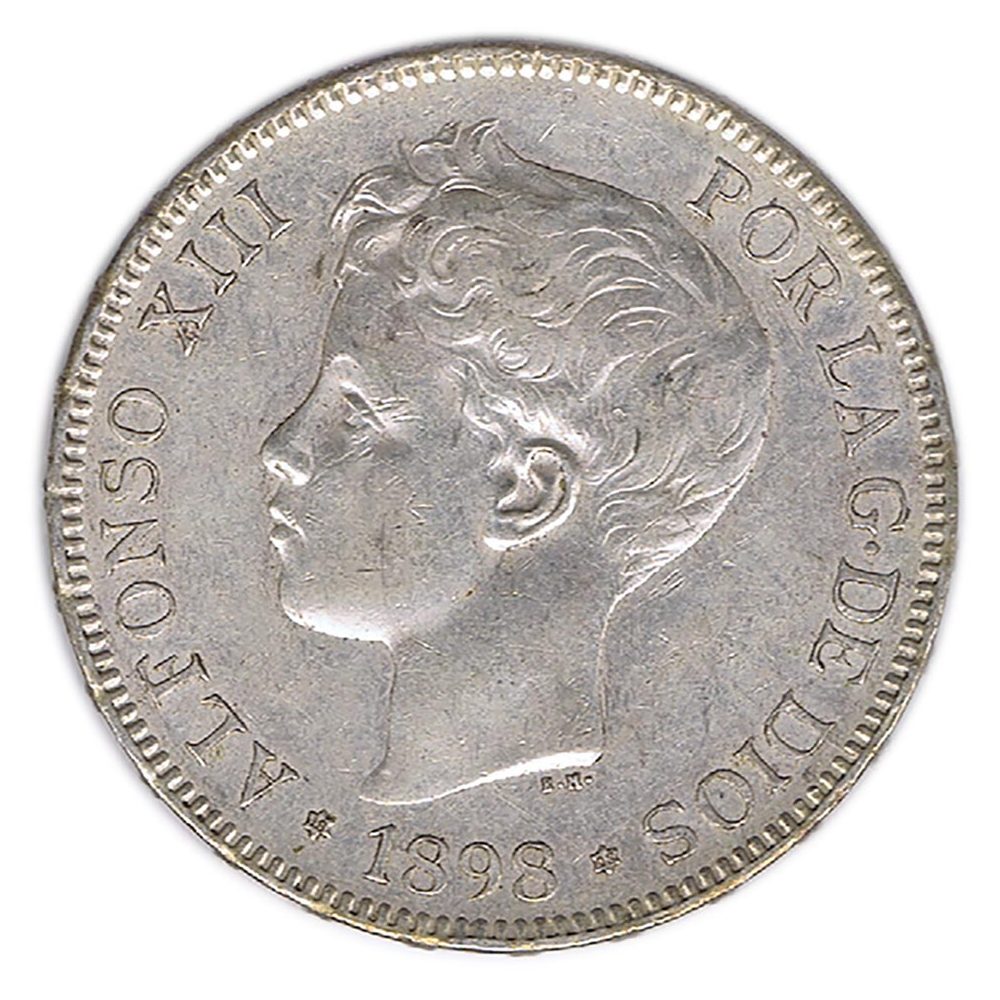Moneda de España 5 Pesetas Plata 1898 *98 Alfonso XIII SG V.  - 1