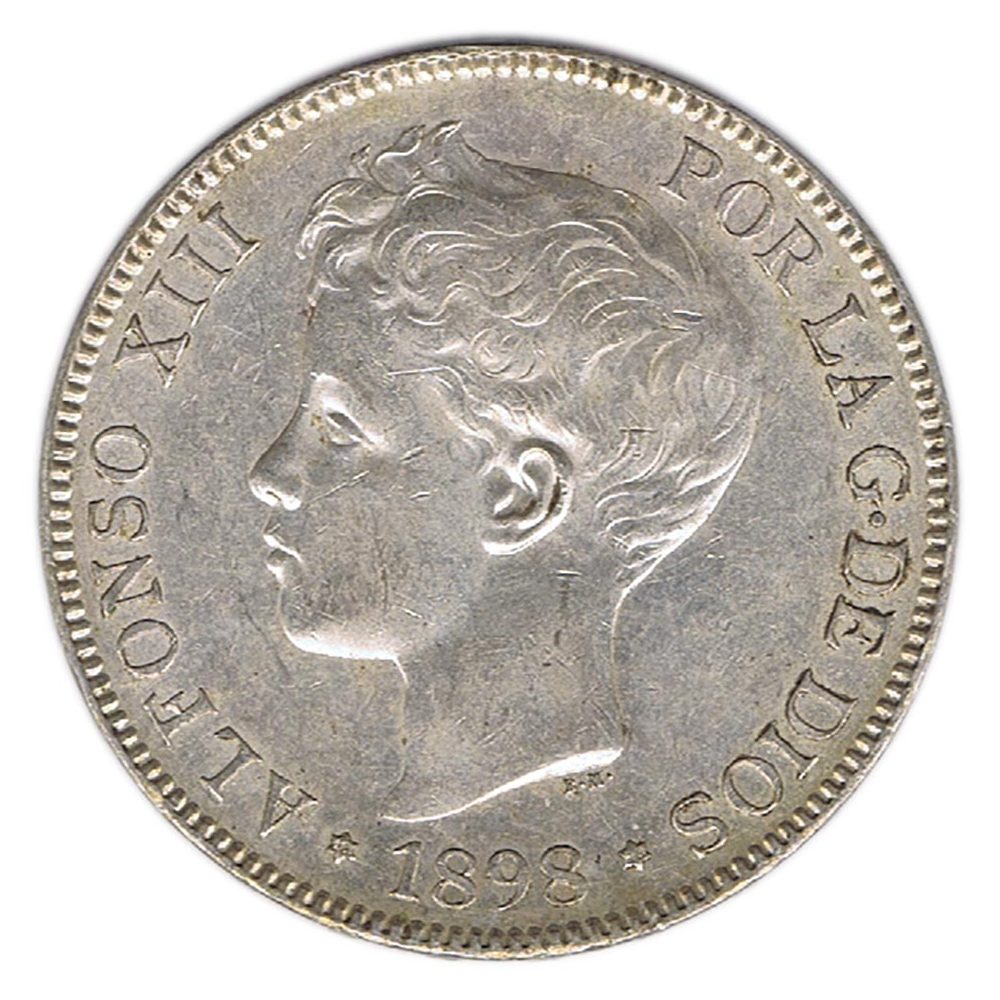 Moneda de España 5 Pesetas Plata 1898 *98 Alfonso XIII SG V.  - 1