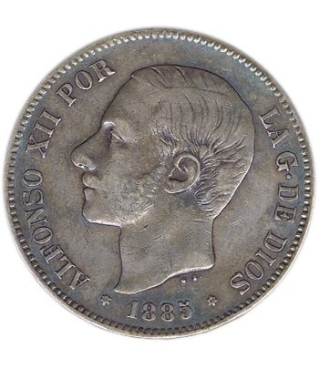 Moneda de España 5 Pesetas Plata 1885 *87 Alfonso XII MS M.  - 1