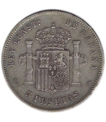 Moneda de España 5 Pesetas Plata 1885 *87 Alfonso XII MS M.  - 2
