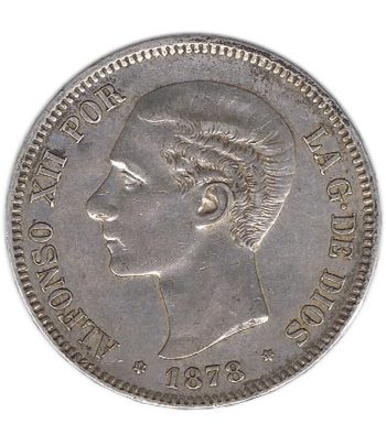 Moneda de España 5 Pesetas Plata 1878 *78 Alfonso XII EM M.  - 1