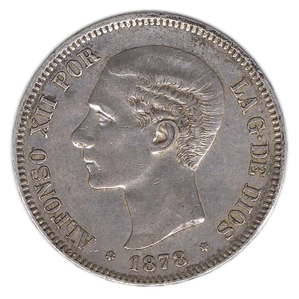 Moneda de España 5 Pesetas Plata 1878 *78 Alfonso XII EM M.  - 1