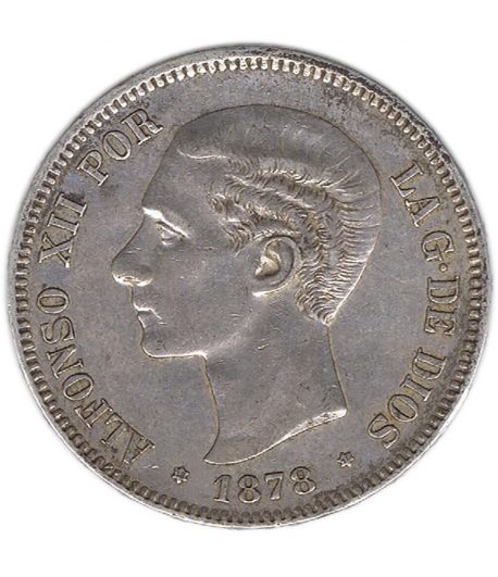Moneda de España 5 Pesetas Plata 1878 *78 Alfonso XII EM M.  - 1