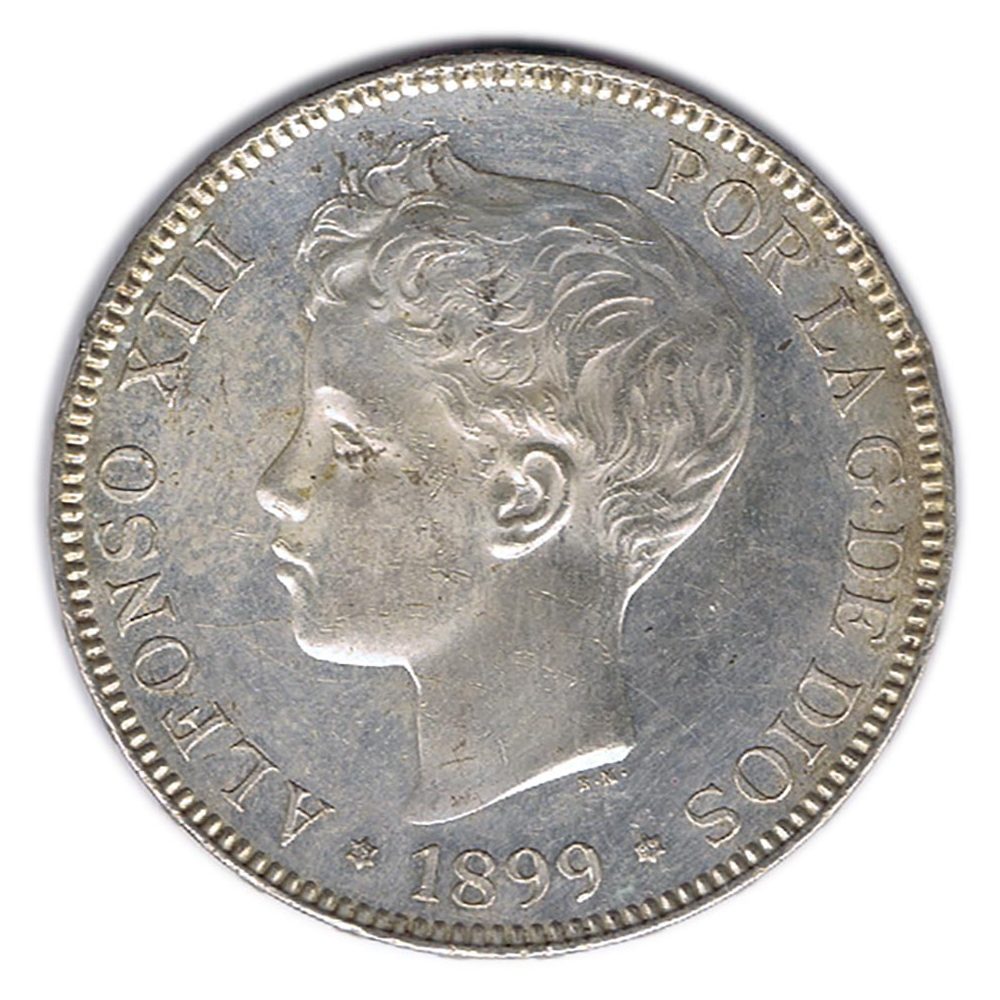 Moneda de España 5 Pesetas Plata 1899 *99 Alfonso XIII SG V.  - 1