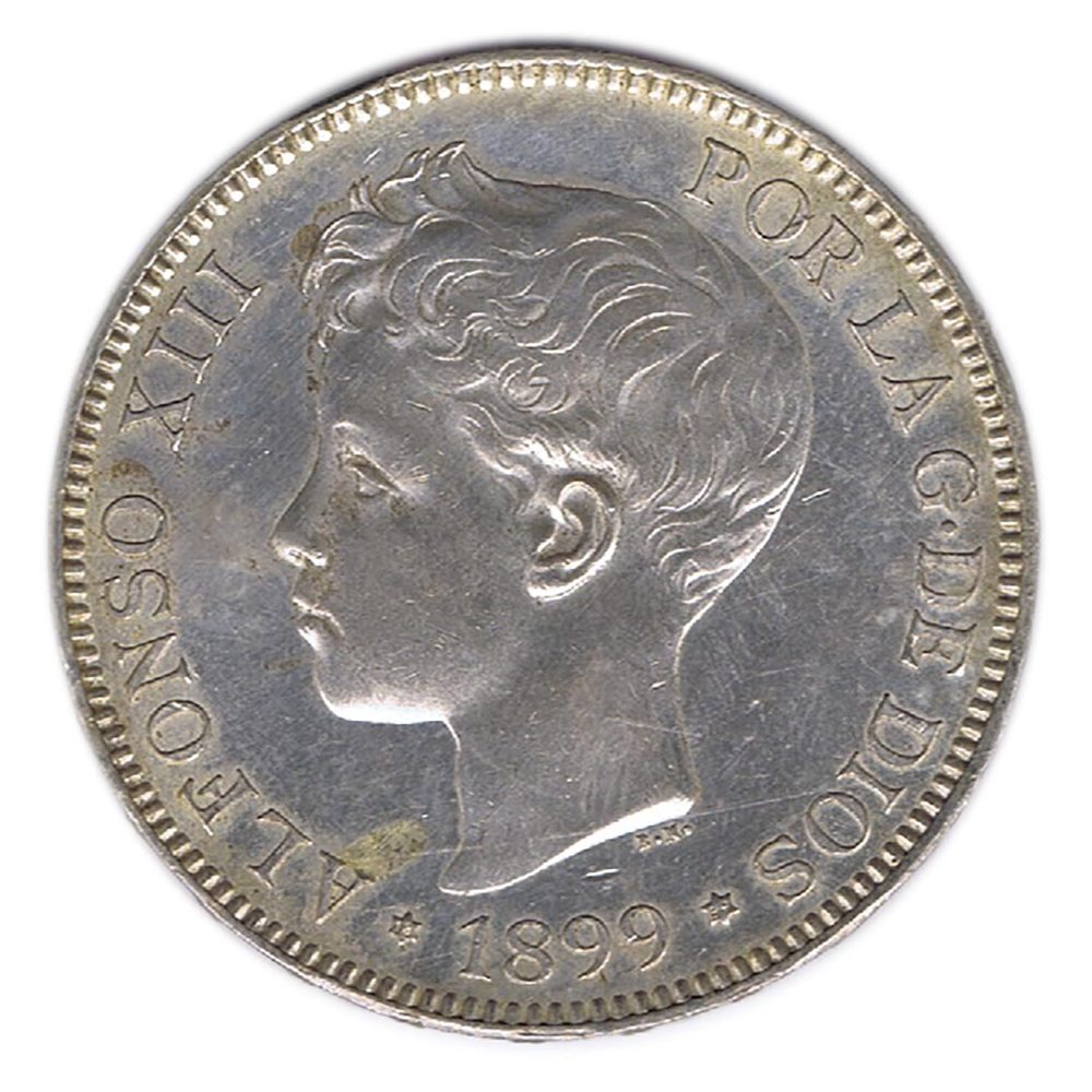 Moneda de España 5 Pesetas Plata 1899 *99 Alfonso XIII SG V.  - 1