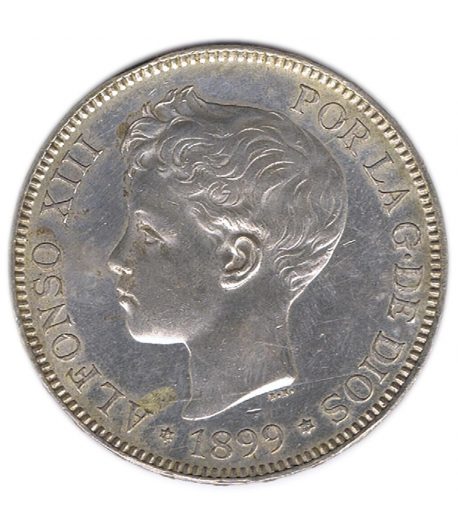 Moneda de España 5 Pesetas Plata 1899 *99 Alfonso XIII SG V.  - 1