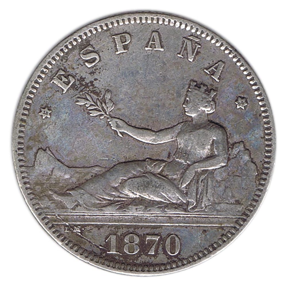 Moneda de España 2 Pesetas Plata 1870*74 Gobierno Provisional.  - 1