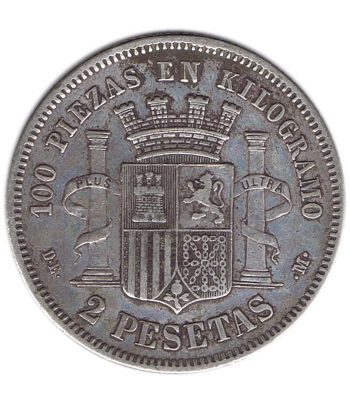 Moneda de España 2 Pesetas Plata 1870*74 Gobierno Provisional.  - 2
