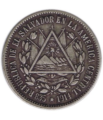 Moneda de 25 centavos El Salvador 1914. Plata  - 1